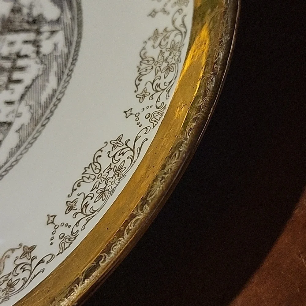 Vtg 50s Sabin Crest O Gold 22 Kt Heavy Gold Texas Wall Decor Austin Alamo Plate